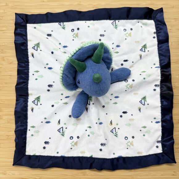 Cloud Island Security Blanket Blue Dino Lovey Baby Triceratops 14" - Picture 1 of 4